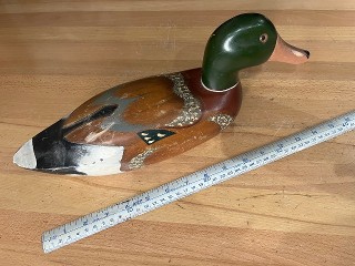 Vintage wood duck with glass eyes decoy