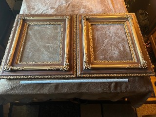 antique 1800's oak and gold picture frames