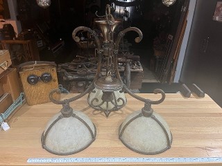 Vintage industrial gothic medieval style bronze chandelier