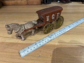 Vintage cast iron Horse Drawn Ice Wagon