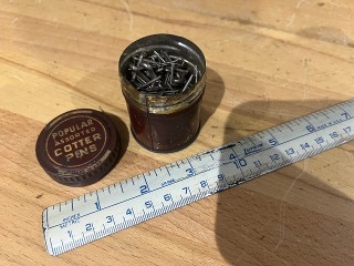Vintage small tin of Popular assorted cotter pins Vintage small tin of Popular assorted cotter pins