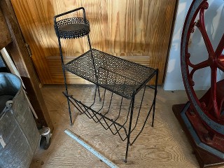 Vintage 1950's metal side table, magazine rack with top ashtray holder Vintage 1950's metal side table, magazine rack with top ashtray holder