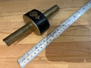 Antique solid brass shaft and ebony morticing marking gauge Antique solid brass shaft and ebony morticing marking gauge