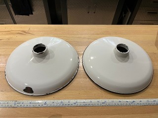 Antique 12-inch low profile porcelain enamel globes Antique 12-inch low profile porcelain enamel globes