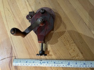 Vintage clamp-on small hand crank grinder 