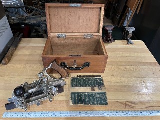 1910 Stanley 45 molding plane, with walnut box & 2 sets of cutters 1910 Stanley 45 molding plane, with walnut box & 2 sets of cutters