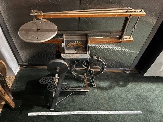 Antique 1899 treadle fret saw scroll saw, with leather drive belt, made by Hobbies A1 Antique 1899 treadle fret saw scroll saw, with leather drive belt, made by Hobbies A1