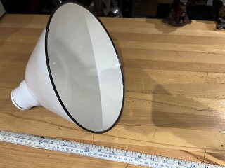 Vintage 10-inch diameter by 8-inch tall Porcelain White Enamel Globe Vintage 10-inch diameter by 8-inch tall Porcelain White Enamel Globe