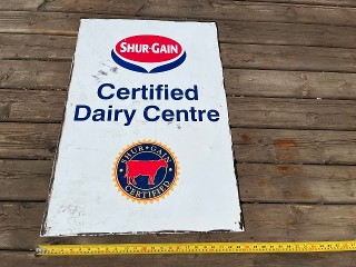 Vintage Shur Grain Certified Dairy Center Farm Sign