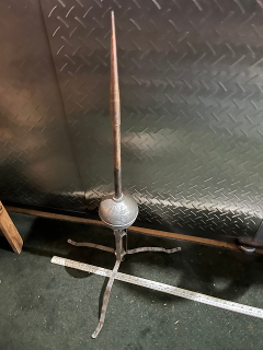 Antique lightning rod with copper rod and aluminum ball, about 30 inches tall. Antique lightning rod with copper rod and aluminum ball, about 30 inches tall.