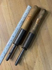 Vintage Maple Leaf Crosscut Saw Handles with original paper label on handles. Vintage Maple Leaf Crosscut Saw Handles with original paper label on handles.