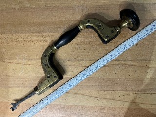 Antique Marples 1853 Ebony and brass Ultimatum Brace with batwing bit Antique Marples 1853 Ebony and brass Ultimatum Brace with batwing bit