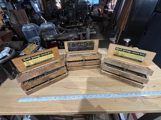 Antique Stanley Russel Jennings 13 spur auger bits set 32½ Qrs in a 3 tiered oak box Antique Stanley Russel Jennings 13 spur auger bits set 32½ Qrs in a 3 tiered oak box
