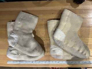 Army surplus winter boot liners, double wool construction and reinforced heel. Army surplus winter boot liners, double wool construction and reinforced heel.