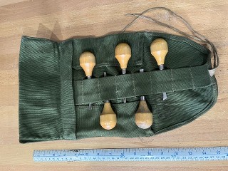 Vintage Millers Falls 107C with canvas tool roll, palm handles, carving chisels Vintage Millers Falls 107C with canvas tool roll, palm handles, carving chisels