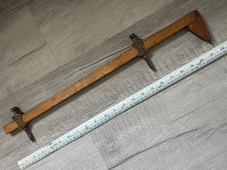 Antique Stanley No. 2 brass trammel points on 21 inch beam with special point on end Antique Stanley No. 2 brass trammel points on 21 inch beam with special point on end