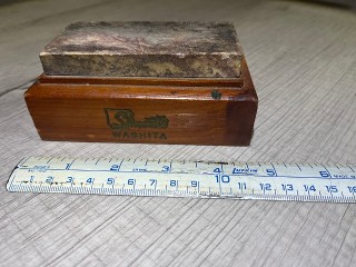 Vintage Smith's Washita sharpening stone on wood block Vintage Smith's Washita sharpening stone on wood block