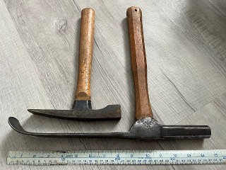 Antique cobble stone pavers hammer and Stanley masons hammer Antique cobble stone pavers hammer and Stanley masons hammer