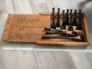 Antique 1905 shipwrights BBB calking irons set in original box, Mfg. J.R. Kovar Co. Anoka Minn. Antique 1905 shipwrights BBB calking irons set in original box, Mfg. J.R. Kovar Co. Anoka Minn.