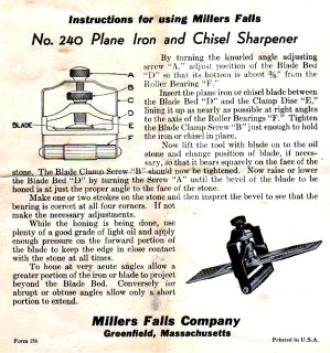 Millers Falls No. 240 sharpening instructions Millers Falls No. 240 sharpening instructions
