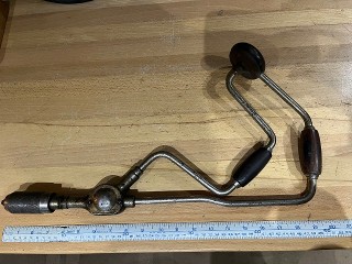 1922 Stanley SW Corner Bit Brace No. 993 Hand Drill with Rosewood Handles 1922 Stanley SW Corner Bit Brace No. 993 Hand Drill with Rosewood Handles