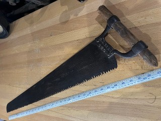 Antique 1879 C. A. Hiles & Co. Chicago 30 inch docking saw. Antique 1879 C. A. Hiles & Co. Chicago 30 inch docking saw.