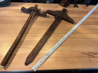 Antique 20 inch panel marking gauges with tusk wedge Antique 20 inch panel marking gauges with tusk wedge