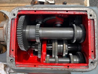 1970's Mysore Kirloskar KWL2 Western Steel Lathe, 13-inch x 40-inch lathe, 20-inch between gap, 8-inch 3-jaw chuck with 2-inch hole thru, Jacobs drill chuck for tailstock, 2 hp. 220 volts motor, with pedestal base feet, weighs about 15 hundred pounds, from H.H. Roberts' Machinery Limited Toronto Canada