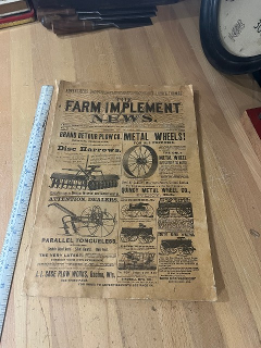 Reprint of 1889 Farm Implement News 85 page catalog, reprinted in 1969