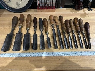 Antique and vintage Tanged Gouge Chisels Antique and vintage Tanged Gouge Chisels