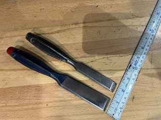 Vintage Crescent No. 175 all steel handle set of 2 chisels, 1, 3/4 inch Vintage Crescent No. 175 all steel handle set of 2 chisels, 1, 3/4 inch