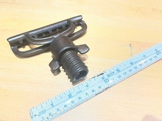 Antique or vintage unknown tool, holder, tightener, with hole to attach handle or pole. Antique or vintage unknown tool, holder, tightener, with hole to attach handle or pole.