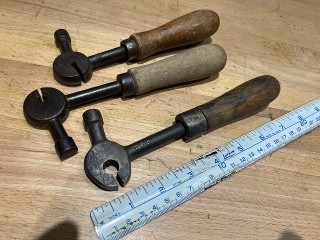 Antique sawset hammers, TFS, C in diamond