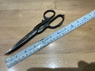 Vintage Fuller kitchen scissors with screwdriver, can opener, nut cracker, jar claw, 8-inchs long. Vintage Fuller kitchen scissors with screwdriver, can opener, nut cracker, jar claw, 8-inchs long.