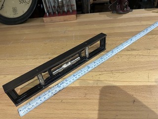 No. 36G Stanley 12-inch cast iron machinist level with rotating vial covers on all 3 vials, 99 percent japaning. No. 36G Stanley 12-inch cast iron machinist level with rotating vial covers on all 3 vials, 99 percent japaning.