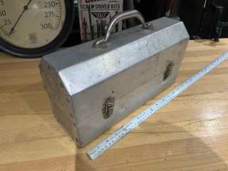 Vintage Iron Workers aluminum lunch box with union sticker on side, it measures 14 1/2 x 4 3/4 x 7 1/2 high. Vintage Iron Workers aluminum lunch box with union sticker on side, it measures 14 1/2 x 4 3/4 x 7 1/2 high.