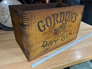 Vintage Gordon's Dry Gin Est'D 1769, Distillery London England, it measures 17 1/2 x 10 1/2 x 10 3/4 inches high. Vintage Gordon's Dry Gin Est'D 1769, Distillery London England, it measures 17 1/2 x 10 1/2 x 10 3/4 inches high.