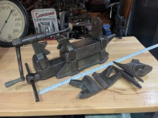 Antique 1898 Hanson patent, Stowell Mfg. combination anvil, vice, drill with 7 attachments, patent number 612415 Antique 1898 Hanson patent, Stowell Mfg. combination anvil, vice, drill with 7 attachments, patent number 612415