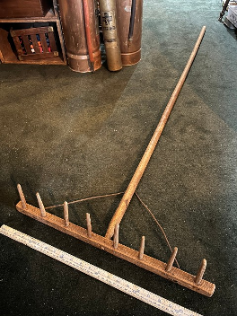Antique 22-inch hay rake with wood tines