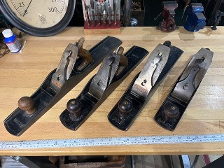 Vintage Stanley Bailey and Millers Falls number 7, 18, 6, and 5 1/2 hand planes Vintage Stanley Bailey and Millers Falls number 7, 18, 6, and 5 1/2 hand planes