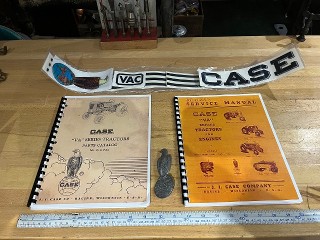 Vintage Case VAC Tractor, service manual, parts catalog, and new decals with case eagle emblem